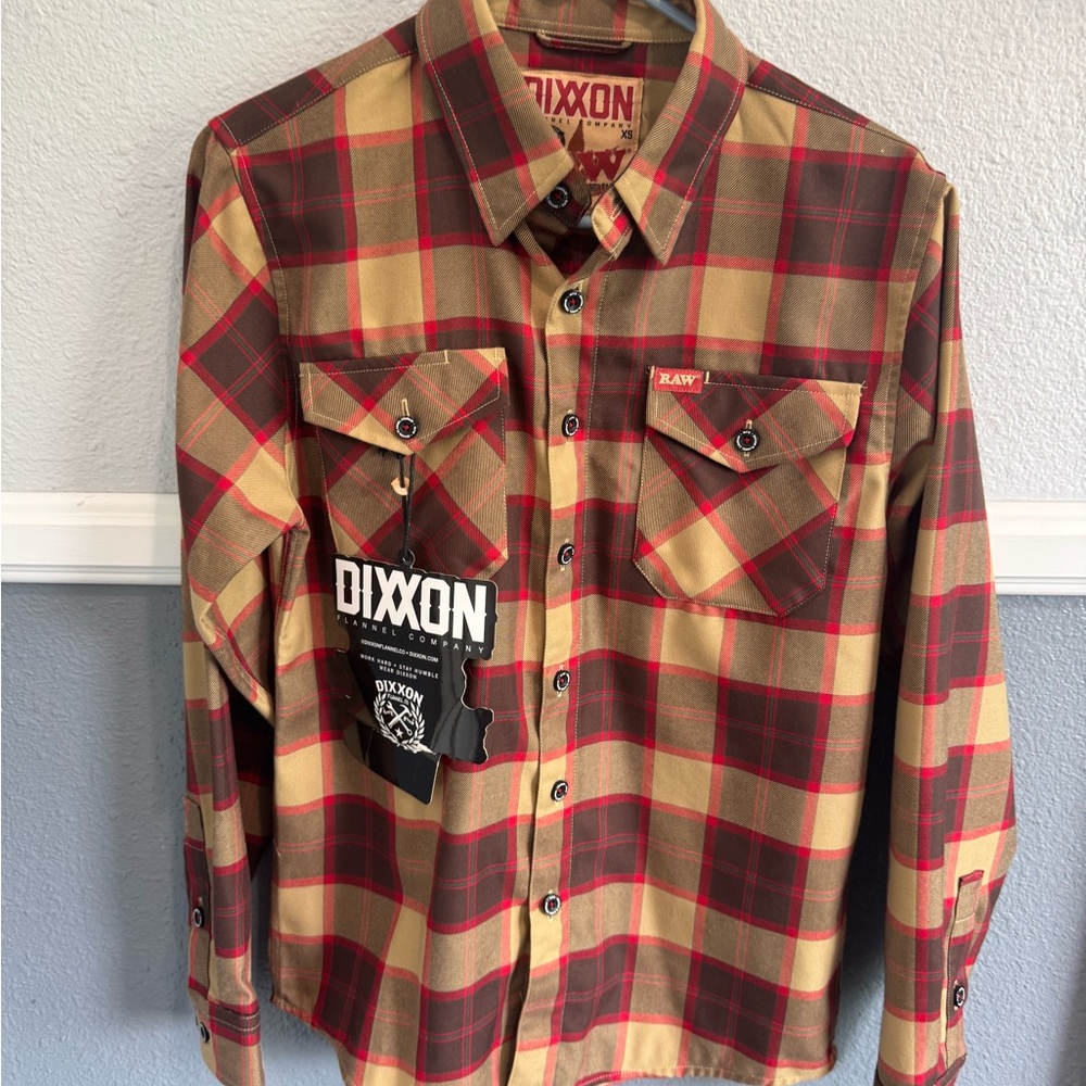 DIXXON Men's Red and Tan Checkered Shirt